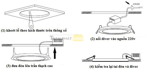 cách gắn đèn led âm trần