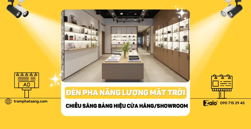 Chọn Đèn Pha Năng Lượng Mặt Trời Cho Cửa Hàng Showroom