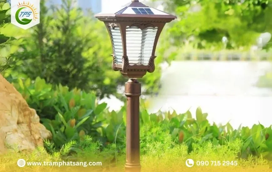 Mẫu đèn trụ sân vườn mặt trời dáng cổ điển